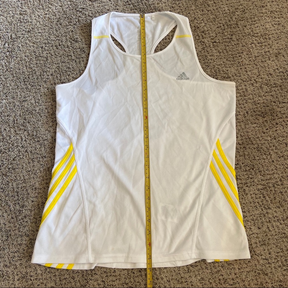 Adidas White Yellow Stripe Athletic Workout Tank Top Shirt Large - Picture 7 of 11